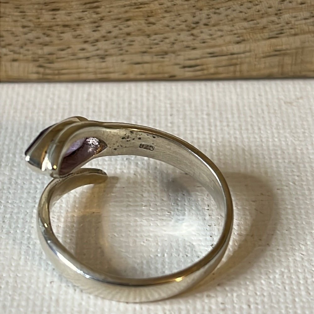 Solid 925 Sterling Silver Amethyst Gemstone Bypas… - image 5